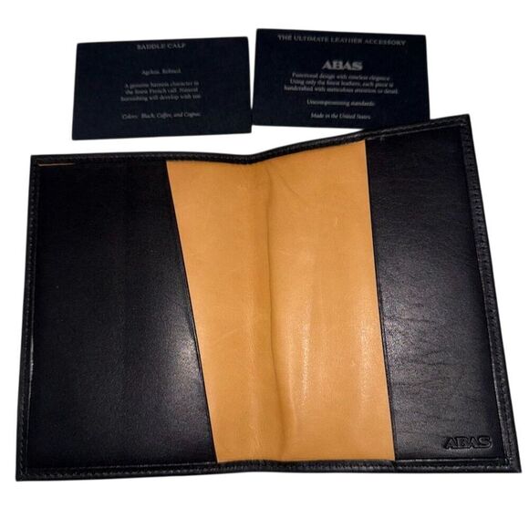 ABAS Black Leather Passport Holder Wallet - Picture 2 of 3